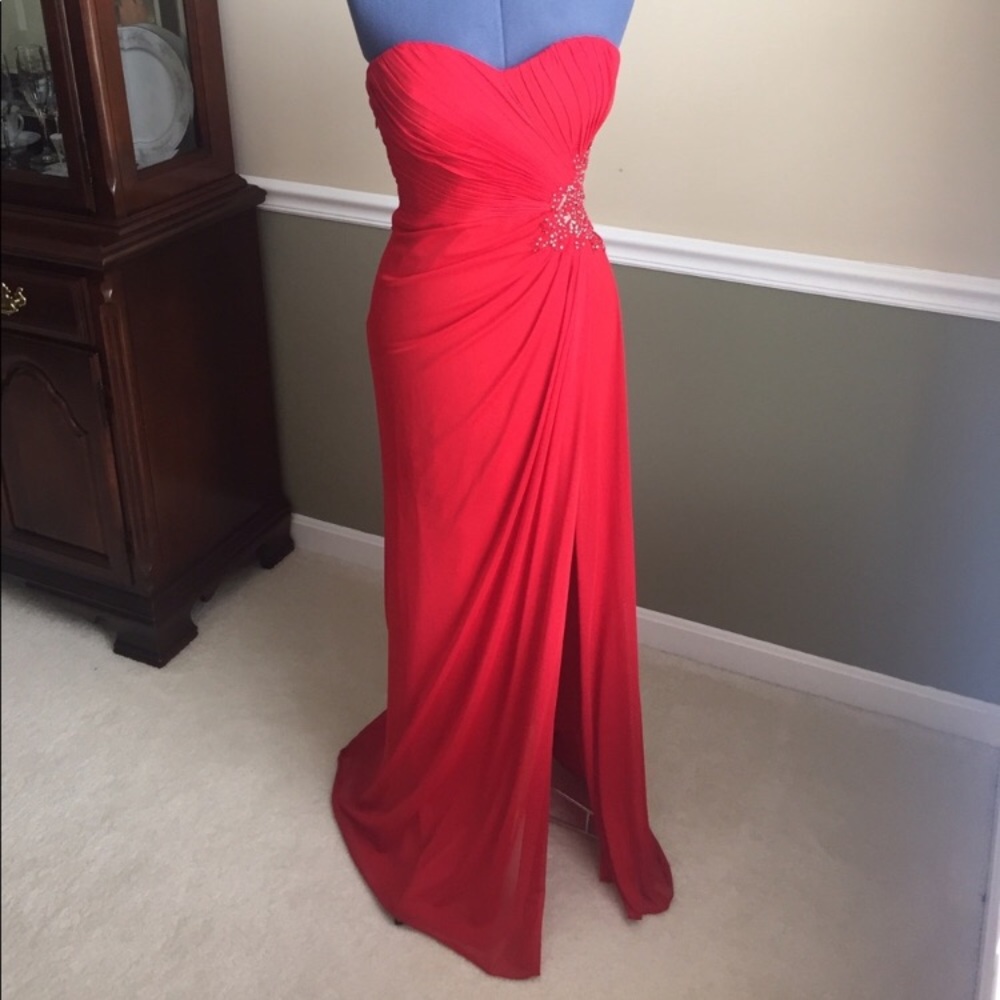 Red Chiffon Prom Dress with Cutouts